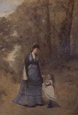 Jean Baptiste Camille  Corot Madame Stumpf et sa fille (mk11) oil painting picture